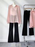  SƠ MI MỎNG RỦ, OVERSIZE , CỔ V,  HỒNG 