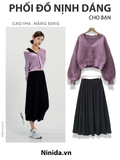  KHOÁC CROP LEN DỆT NGANG, HỒNG TÍM 