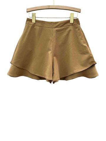  SHORT VÁY VẢI, 02 LỚP, VNXK, NÂU 