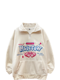  KHOÁC HOODIE NỈ, oversize,  ZIP CỔ , KEM 
