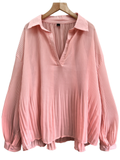  SƠ MI MỎNG RỦ, OVERSIZE , CỔ V,  HỒNG 