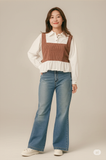  ÁO PEPLUM KIỂU PHỐI , LAI XÒE, VẢI NHUNG NÂU 