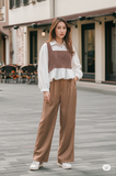 ÁO PEPLUM KIỂU PHỐI , LAI XÒE, VẢI NHUNG NÂU 