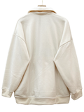  KHOÁC HOODIE NỈ, oversize,  ZIP CỔ , KEM 