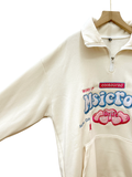  KHOÁC HOODIE NỈ, oversize,  ZIP CỔ , KEM 