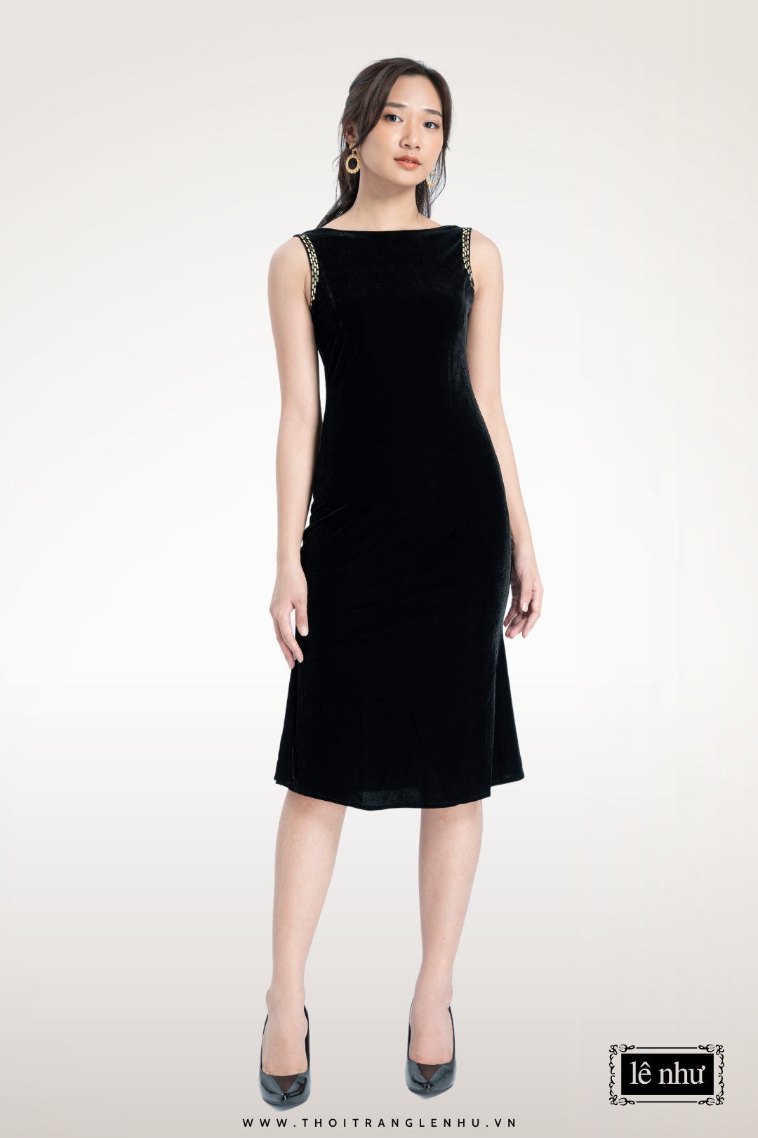 Váy nhung đỏ cổ tim V7142  The Queen Fashion