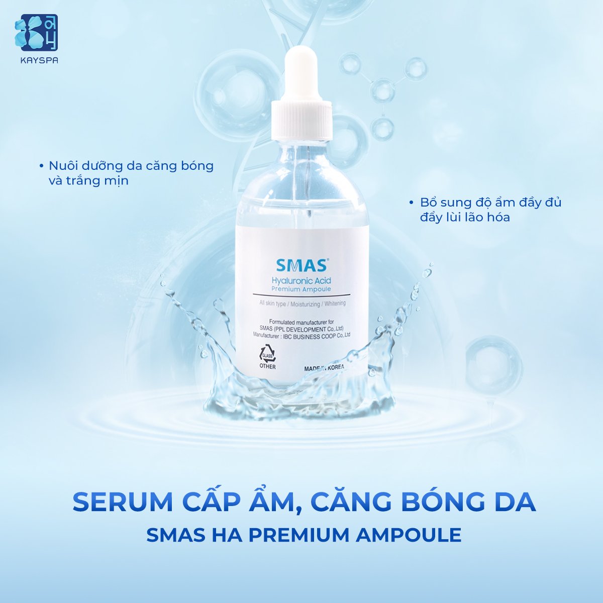 Serum Cấp Ẩm, Căng Bóng Sáng Da SMAS HA Premium Ampoule 100ml