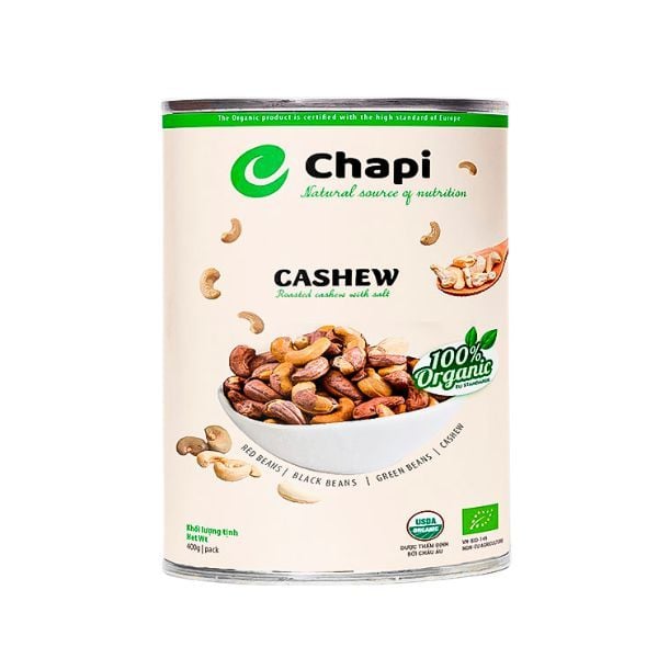 Hạt điều rang muối vỏ lụa Chapi 400g (lớn)