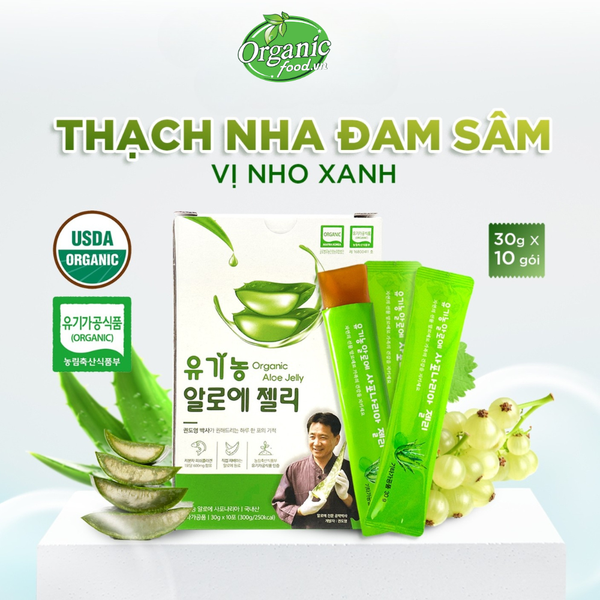 Thạch Nha Đam Saponaria Nho Xanh Hữu Cơ Set 30 gói