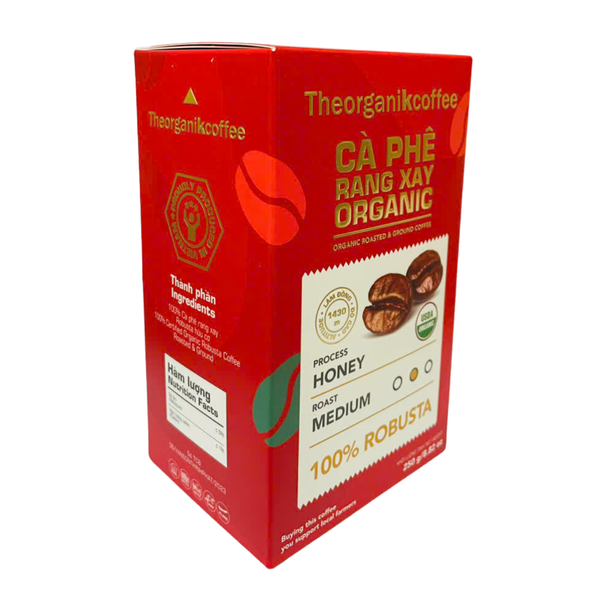 Cà phê 100% Robusta rang xay hữu cơ Theorganikcoffee - 250g
