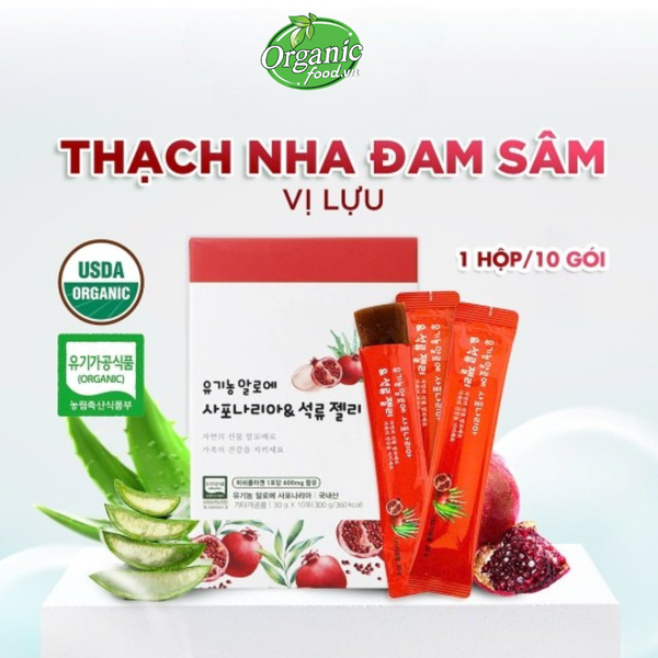 Thạch Nha Đam sâm Lựu Đỏ Hữu Cơ set 30 gói