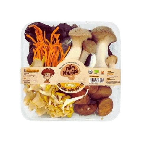 Combo gia đình nấm tươi hỗn hợp hữu cơ Phú Gia 400g