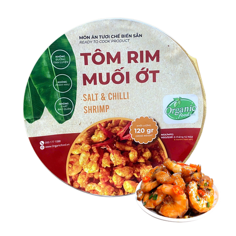 Tôm rim muối ớt Bếp O hộp 120gram