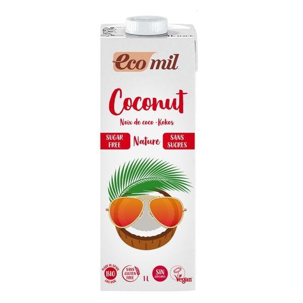 Sữa dừa không đường hữu cơ ecomil 1l