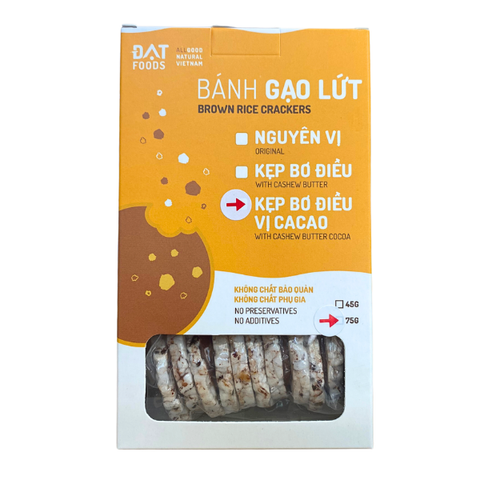 Bánh gạo lứt kẹp bơ điều vị cacao đạt foods