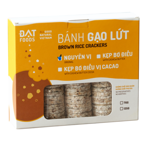 Bánh gạo lứt nguyên vị đạt foods 70g