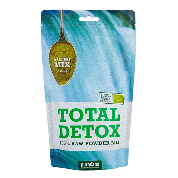 Bột thải độc cơ thể hữu cơ total detox Purasana 250g