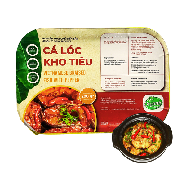 Cá lóc kho tiêu bếp Bếp O - hộp 200gram