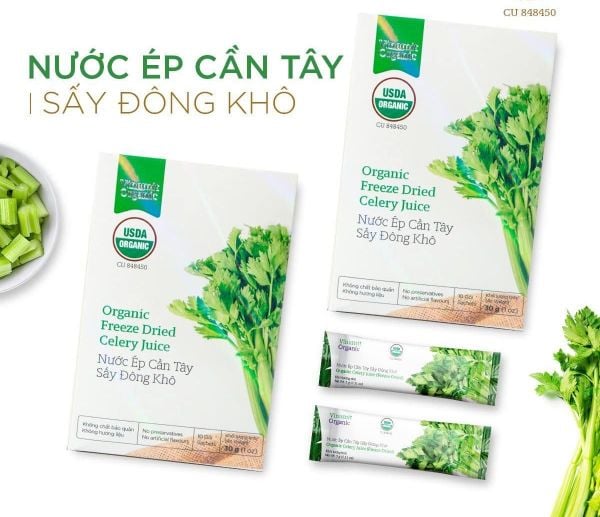 Bột cần tây hữu cơ sấy đông cô - hộp 10 gói