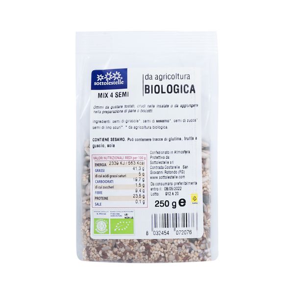 Hạt dinh dưỡng hỗn hợp 4 loại hạt hữu cơ sottolestelle 250g