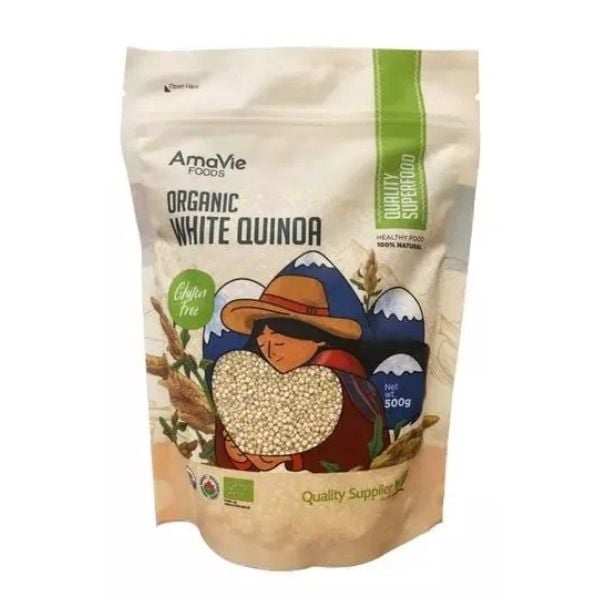 Hạt diêm mạch quinoa trắng hữu cơ amavie foods 500g