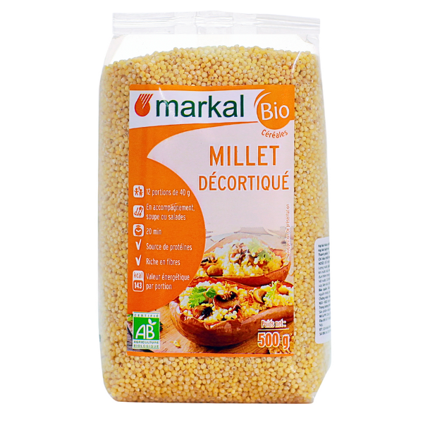 Hạt kê hữu cơ đã bóc vỏ markal 500g