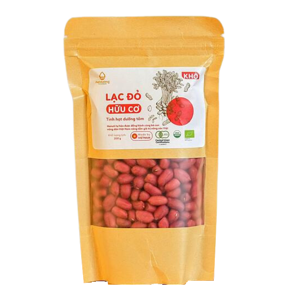 Lạc (đậu phộng) đỏ hữu cơ khô Hanuti túi 200g