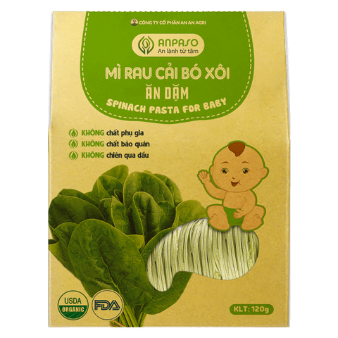 Mì cải bó xôi ăn dặm organic Anpaso 120g