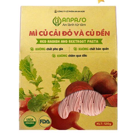 Mì củ cải đỏ & củ dền organic Anpaso 120g