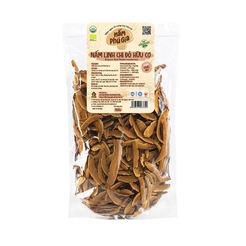 Nấm linh chi đỏ hữu cơ cắt lát Phú Gia 500g