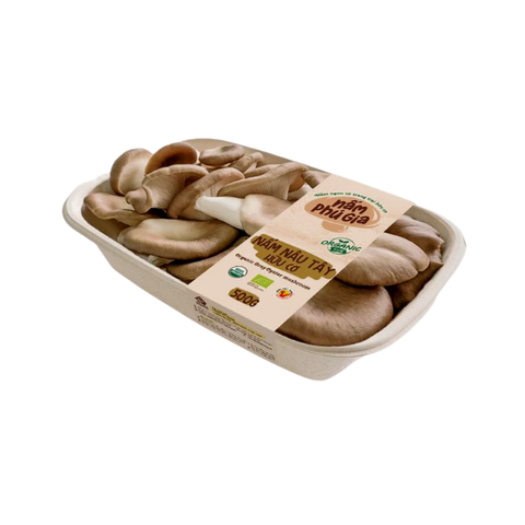 Nấm nâu tây hữu cơ tươi Phú Gia (khay 500g)