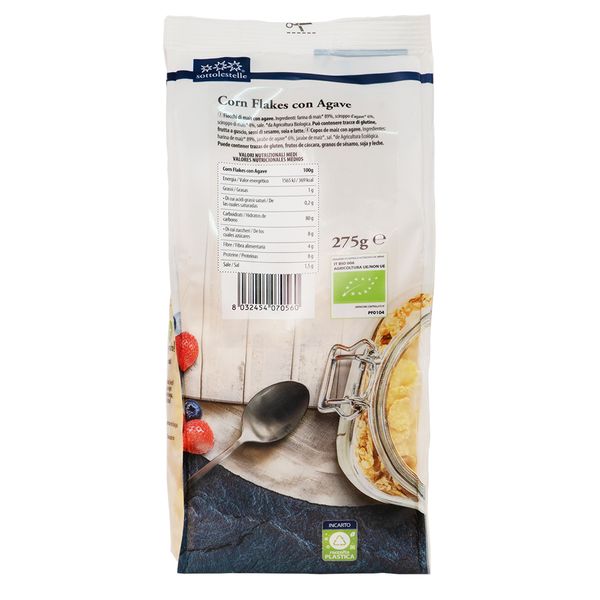 Ngũ cốc hữu cơ bắp ngô siro cán dẹp sottolestelle 300g