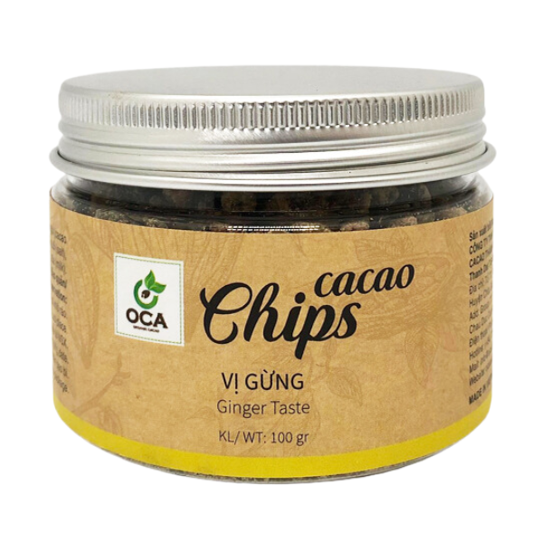 Snack cacao chips organic vị gừng 85g