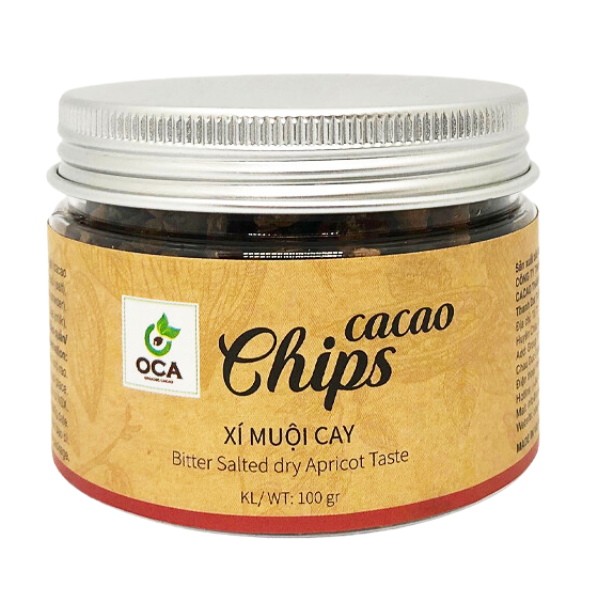 Snack cacao chips organic vị xí muội cay 85g