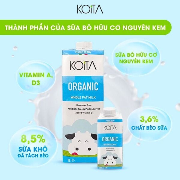 Sữa bò hữu cơ nguyên kem Koita 200ml