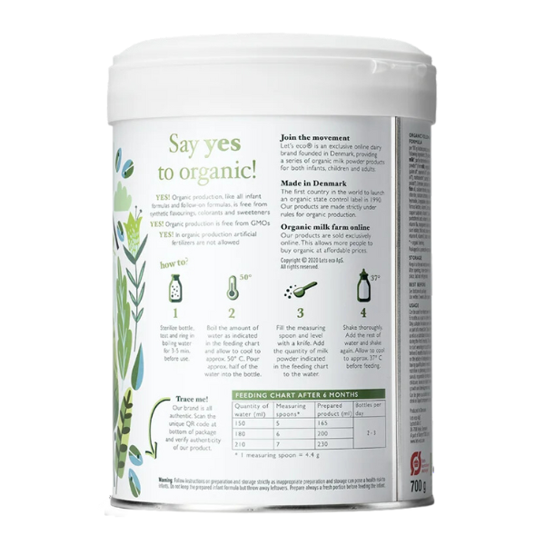 Sữa công thức hữu cơ Let's Eco số 2 700g (từ 6-9 tháng tuổi)