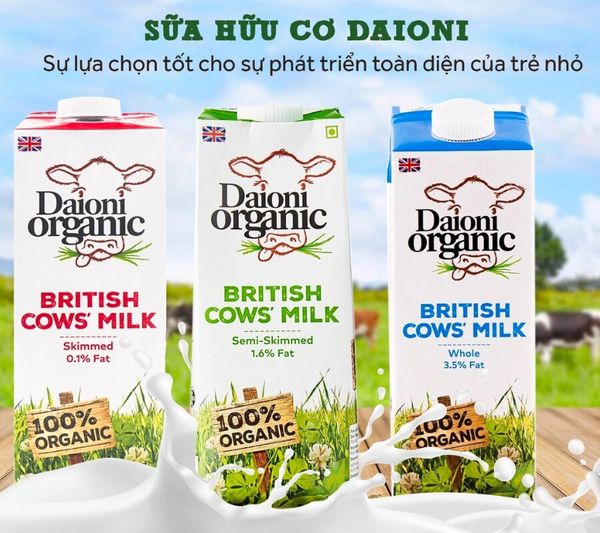 Sữa tươi hữu cơ nguyên kem daioni 200ml