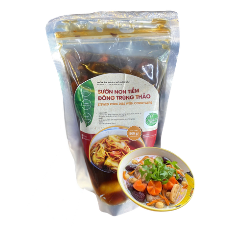 Sườn non hầm đông trùng hạ thảo Bếp O - túi 500gr