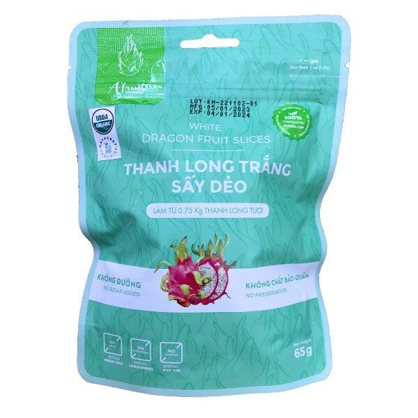 Thanh long trắng sấy dẻo hữu cơ a'fruit
