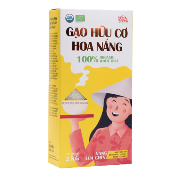 Gạo hữu cơ hoa nắng vàng lúa chín hộp 2kg
