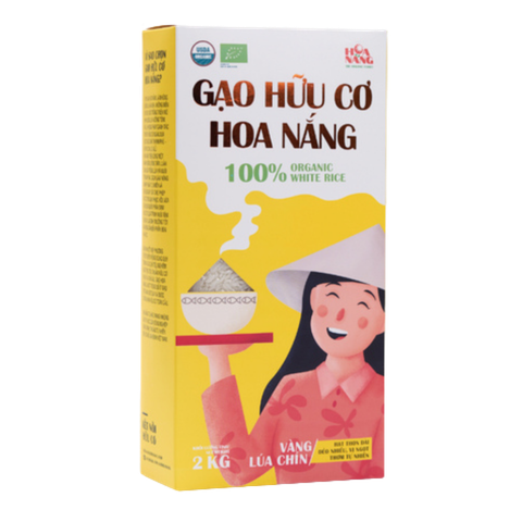 Gạo hữu cơ hoa nắng vàng lúa chín hộp 2kg