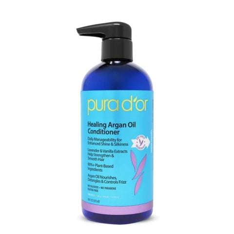 Dầu xả PURA D'OR Healing Argan Oil giảm gàu do da đầu khô kích ứng 473ml