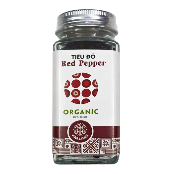 Tiêu đỏ hữu cơ nguyên hạt vinasamex 50g