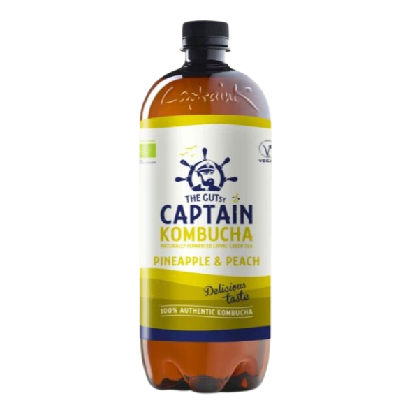 Trà kombucha hữu cơ The Gutsy Captain vị đào dứa