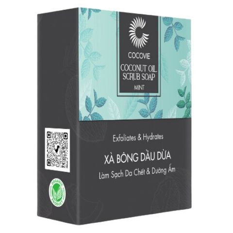 Xà bông tẩy tế bào chết dầu dừa - bạc hà cocovie 100g