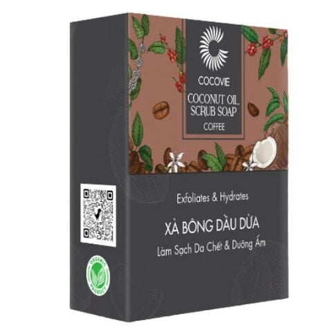 Xà bông tẩy tế bào chết dừa - cà phê cocovie - 100g