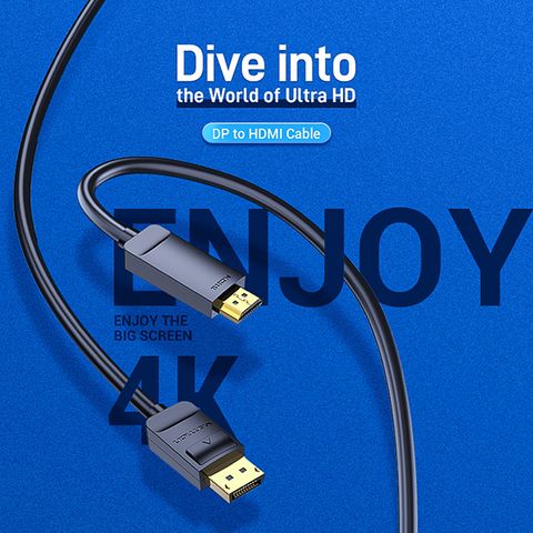 Cáp chuyển Displayport to HDMI dài 1.5m Vention HAGBG (4k@30Hz)