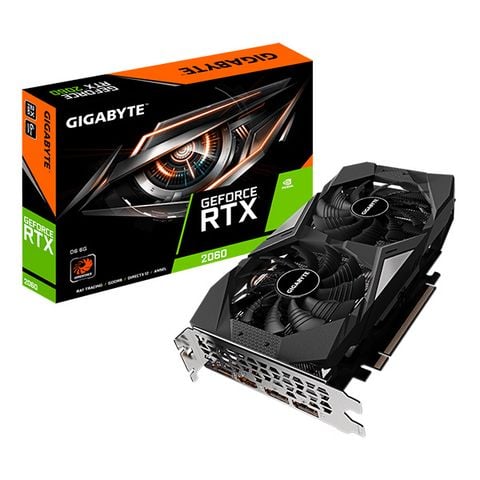 Cạc đồ họa Gigabyte RTX 2060 D6 - 6GD (NVIDIA Geforce RTX 2060/ 6Gb/ GDDR6/ 192Bit)