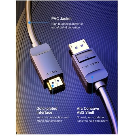 Cáp chuyển Displayport to HDMI dài 3m Vention HADBI (1080p)