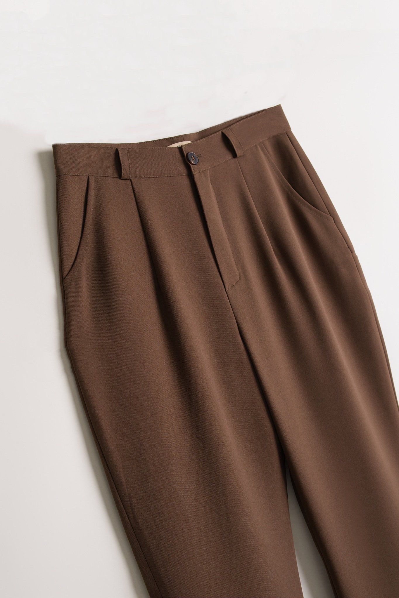  Cuff Flared Pants - Nâu 